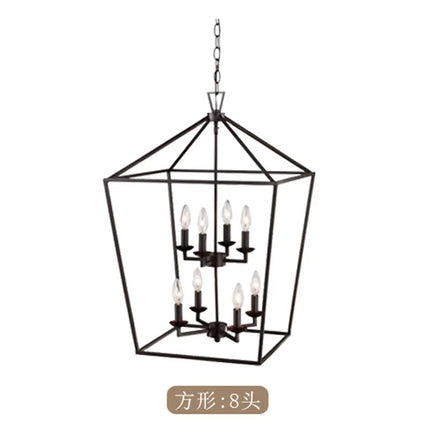 Nordic Designer Dining Room Lamp Rectangular Creative Simple Plain Industrial Style Black Living Room Bedroom Candle Chandelier