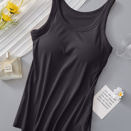 Round Neck Tank with Bra - Vickie Lynn's
