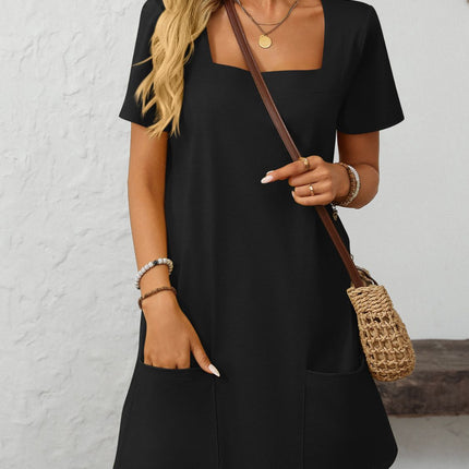 Mandy Square Neck Short Sleeve Mini Dress