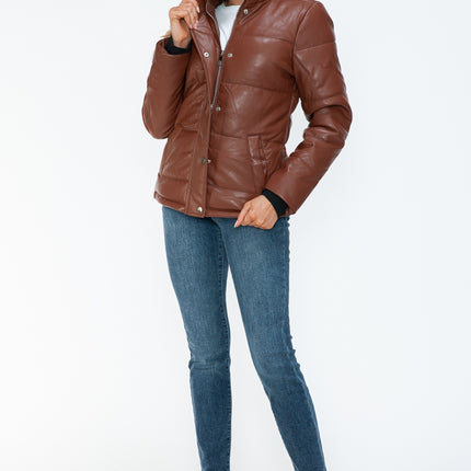 YMI Pocketed Zip Up Turtleneck Puffer Jacket