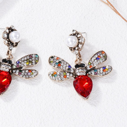 Natural Stone Bee Dangle Earrings