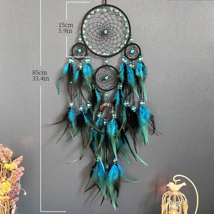 2023 New Dream catchers Retro 5 Ring Dream Catchers Home Decoration Indians Natural Stone Tree of Life Dreamcatcher Wall Hanging