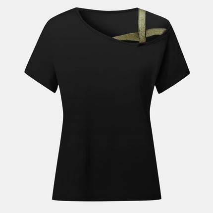 Asymmetrical Neck Short Sleeve T-Shirt