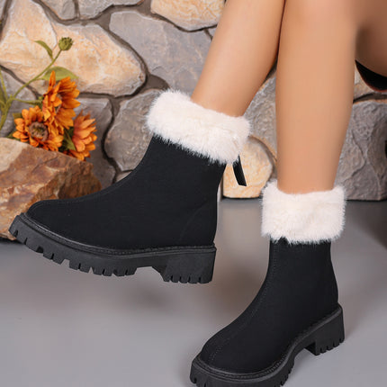 Faux Fur Trim Suede Platform Boots