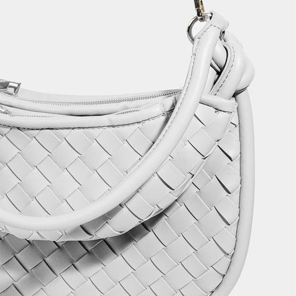 Fame PU Leather Basket Weave Half Moon Bag