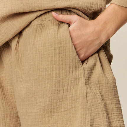 Double Take Texture Half Sleeve T-Shirt and Drawstring Shorts Set - Vickie Lynn's