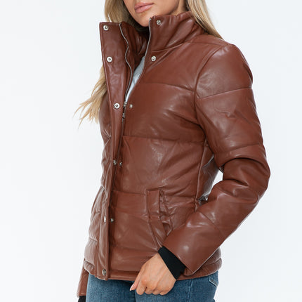 YMI Pocketed Zip Up Turtleneck Puffer Jacket