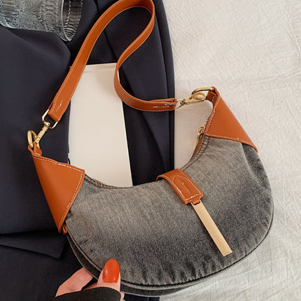 Contrast Denim Shoulder Bag