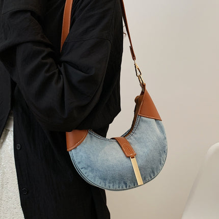 Contrast Denim Shoulder Bag