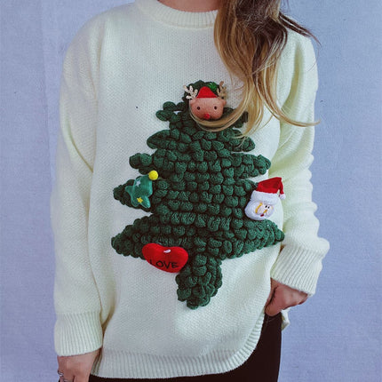 Christmas Tree Round Neck Long Sleeve Sweater