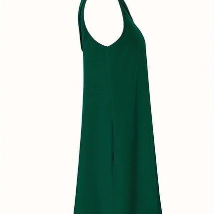 Asymmetrical Neck Sleeveless Mini Dress