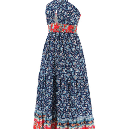 Smocked Printed Halter Neck Dress