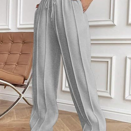 Drawstring Wide Leg Pants with Pockets