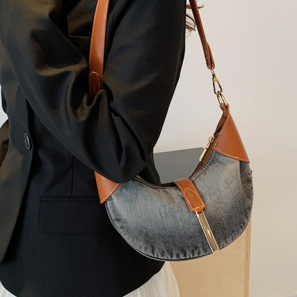 Contrast Denim Shoulder Bag