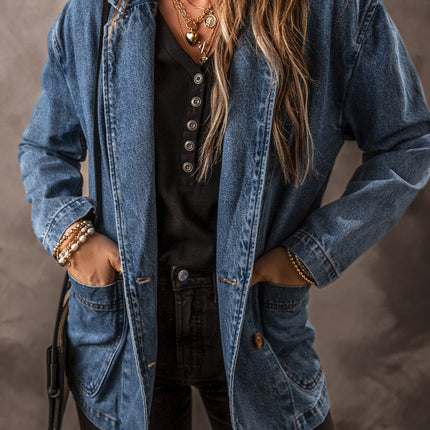 Pocketed Long Sleeve Denim Jacket