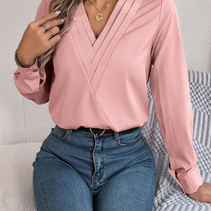 V-Neck Long Sleeve Blouse