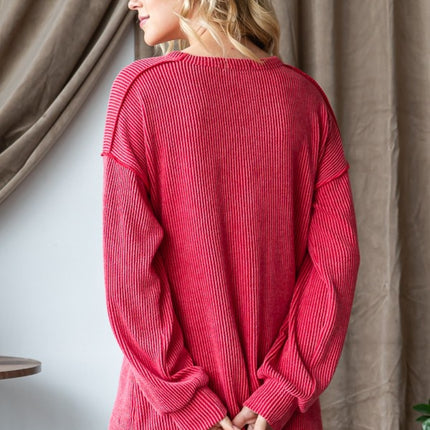 Heimish Ribbed Exposed Seam Long Sleeve T-Shirt