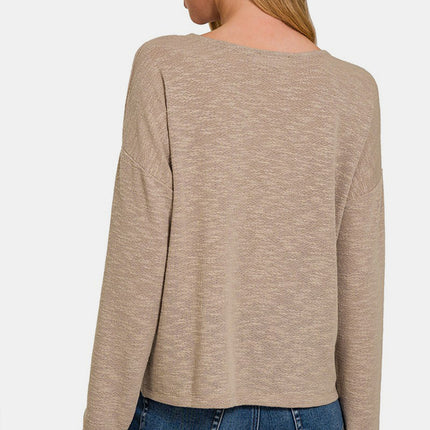 Zenana Dropped Shoulder Long Sleeve T-Shirt