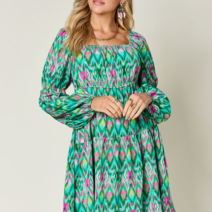 Double Take Full Size Printed Long Sleeve Dress