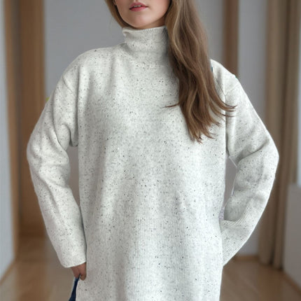 Side Slit Turtleneck Long Sleeve Sweater