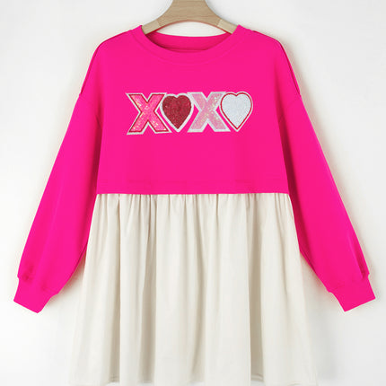 XOXO Sequin Heart Long Sleeve Dress