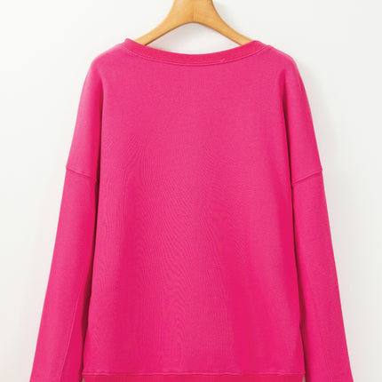 Solid Color Round Neck Long Sleeve Sweatshirt