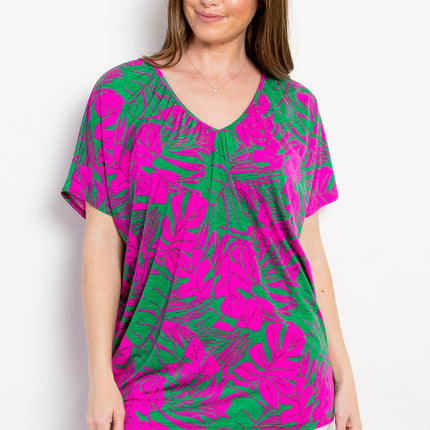 Be Stage Contrast Printed Short Sleeve Top