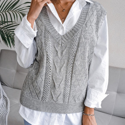 Openwork V-Neck Sweater Vest