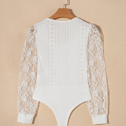 Eyelet Lace Long Sleeve Bodysuit