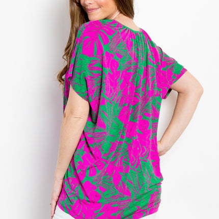 Be Stage Contrast Printed Short Sleeve Top