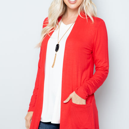 Celeste Full Size Open Front Cardigan with Pockets