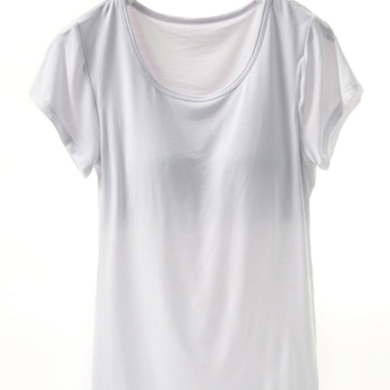 Round Neck Short Sleeve T-Shirt with Bra