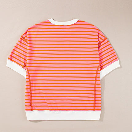 Striped Round Neck Half Sleeve T-Shirt