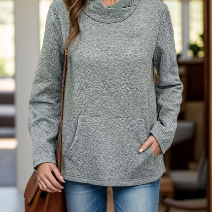 Pocketed Turtleneck Long Sleeve Sweatshirt