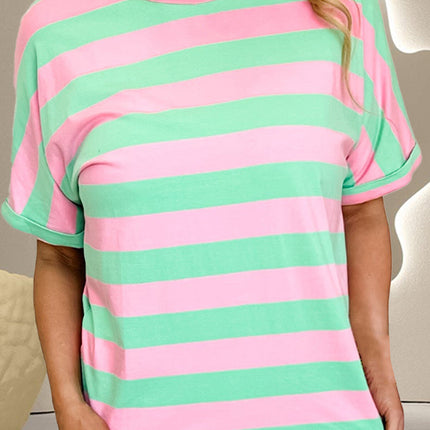 Contrast Stripes Round Neck Half Sleeve T-Shirt