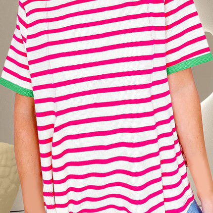 Striped Round Neck Short Sleeve T-Shirt