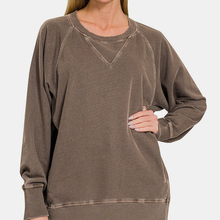 Zenana Round Neck Long Sleeve Sweatshirt