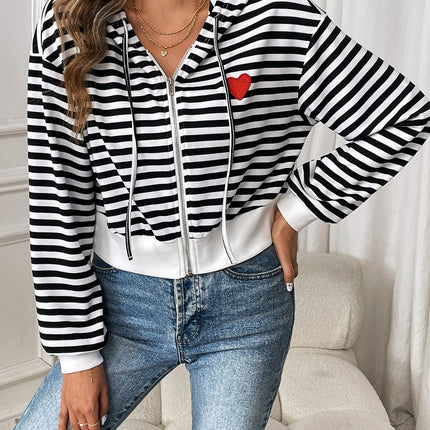 Striped Zip Up Long Sleeve Jacket