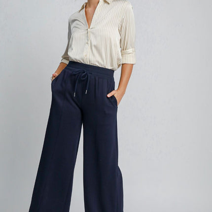 Umgee Drawstring Wide Leg Pants with Pockets