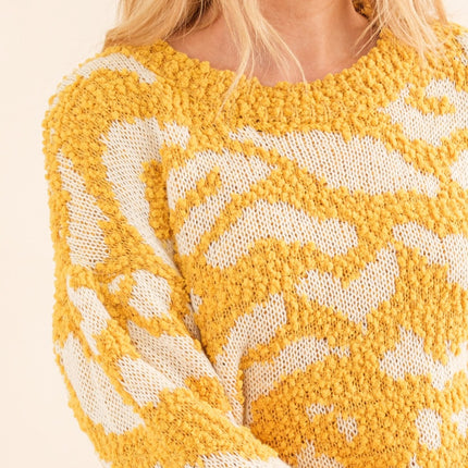 And The Why Full Size Textured Pattern Contrast Sweater