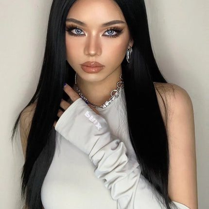 13*2" Long Lace Front Straight Synthetic Wigs 26" Long 150% Density