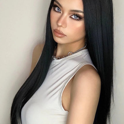 13*2" Long Lace Front Straight Synthetic Wigs 26" Long 150% Density