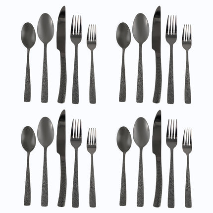 Gibson Elite Stonehenge 20 Piece Flatware Set in Black