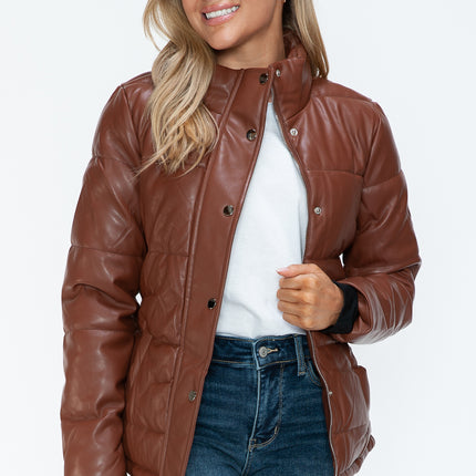 YMI Pocketed Zip Up Turtleneck Puffer Jacket