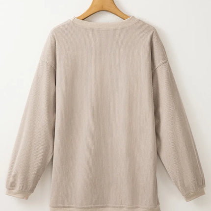 Full Size Sequin Boots Round Neck Long Sleeve Sweatshirt