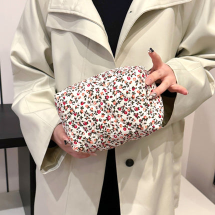 Floral Quilted Clutch with Plaid Lining