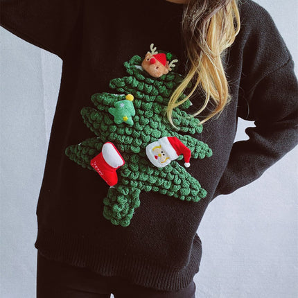 Christmas Tree Round Neck Long Sleeve Sweater