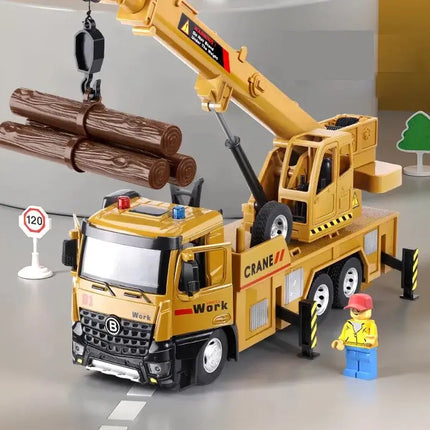 Large Truck Crane Engineering Vehicle Alloy Model Car Construction Toys Metal Diecast Toy Car Sound & Light Toys For Kids Gift