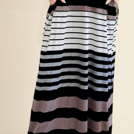 Pocketed Striped V-Neck Sleeveless Cami Dress