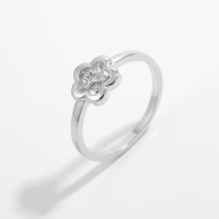 925 Sterling Silver Zircon Flower Ring